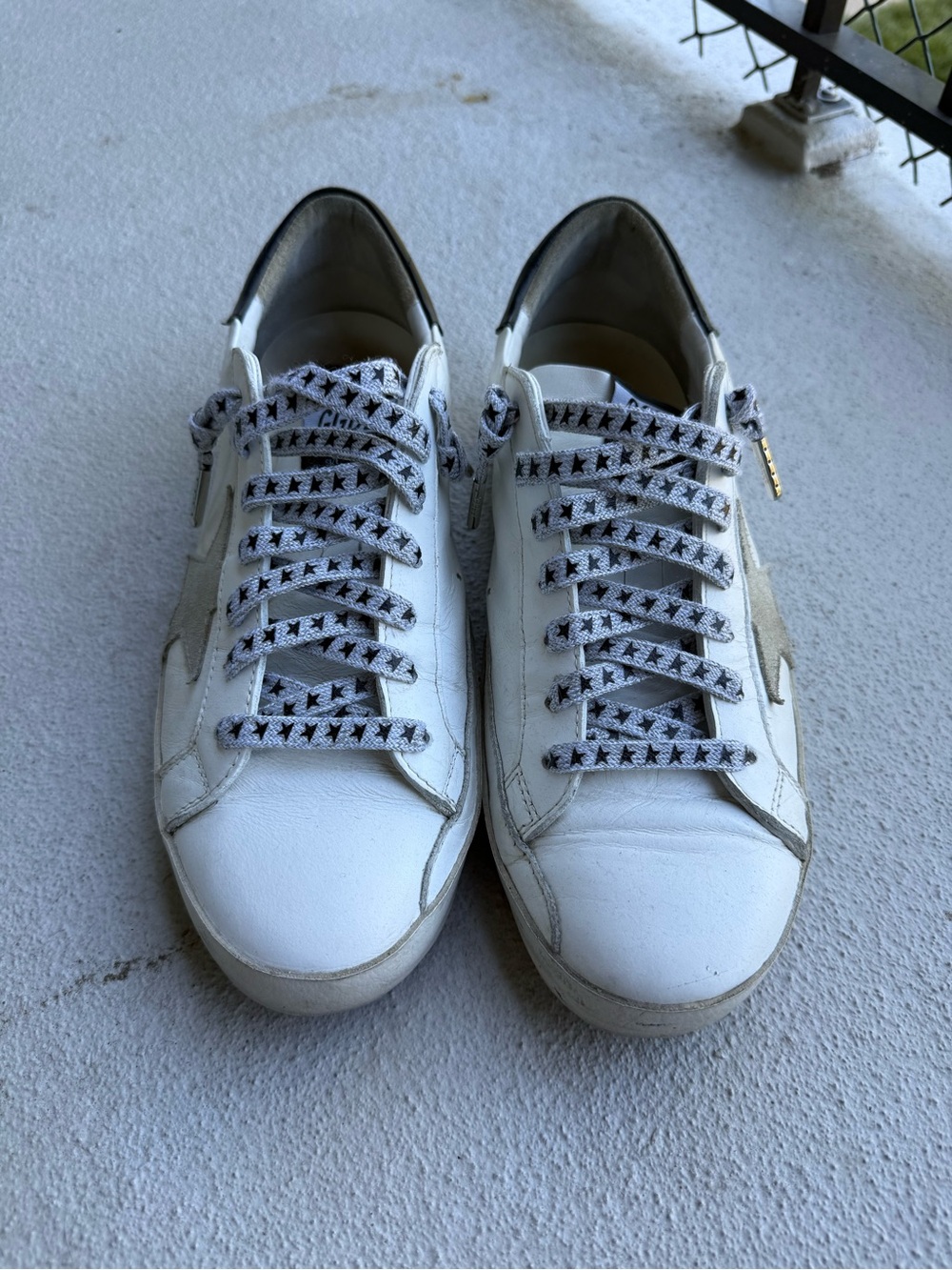Superstar White Leather Sneakers with Star-Detail Laces